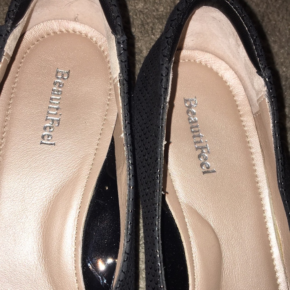 BeautiFeel Black Jolie Shiny Scale Print  Suede Slip On Leather Flats - Picture 5 of 10